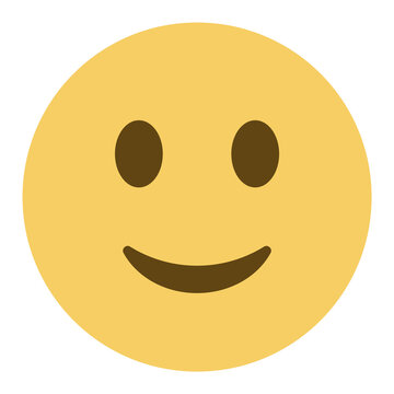 Slightly smiling emoji. Friendly emoticon, happy yellow face with simple closed. Vector illustration.