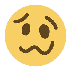 Top quality emoticon. Confounded emoji. Confused emoticon with jagged mouth. Yellow face emoji. Popular element.