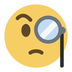 Top quality emoticon. Intelligent emoji. Smug emoticon with Monocle and raised eyebrow. Yellow face emoji. Popular element.