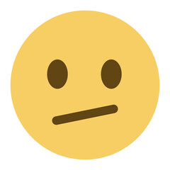Top quality emoticon. Confused emoji. Nonplussed emoticon with frowned lips. Yellow face emoji. Popular element.
