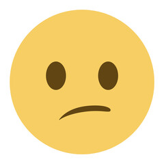 Top quality emoticon. Confused emoji. Nonplussed emoticon with frowned lips