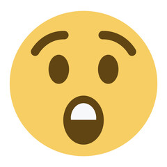 Top quality emoticon. Astonished emoji. Shocked emoticon with gasping face. Yellow face emoji. Popular element.