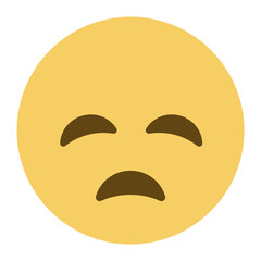 Downcast emoji. Sad yellow face, emoticon with closed eyes