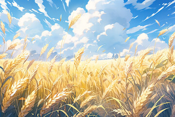 Fototapeta na wymiar Illustration, Wheat field