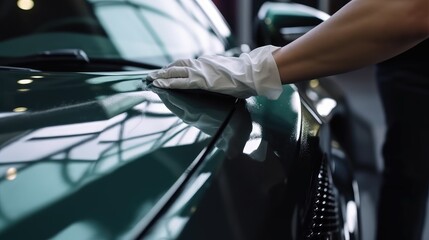 Obraz premium A male is wiping the car