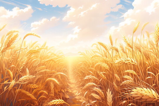 Illustration, Wheat field