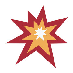 Collision vector emoji icon. A cartoon-styled representation of a collision. Depicted as a star-like, orange-and-yellow fiery burst, generally with one point extending to the bottom right.