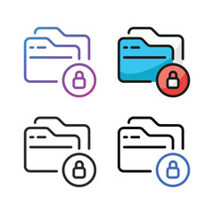 Lock data icon design in four variation color