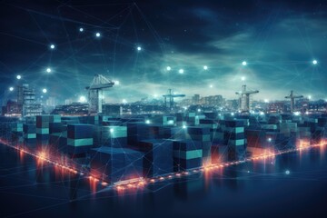 Fototapeta premium Smart Container Transportation Terminal