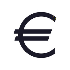 Euro money sign vector icon isolated on white background.