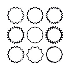 Vector set of starburst icons, design for labels, stickers, price tags.