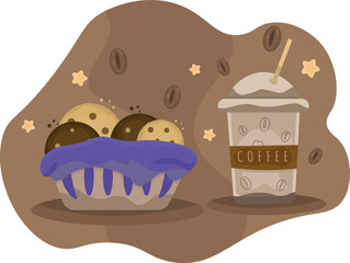 Coffee and sweet illustration 