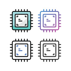 Fototapeta na wymiar Processor icon design in four variation color