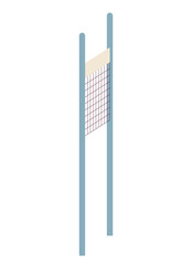 Volleyball net semi flat colour vector object. Sport equipment. Volleyball court. Net system. Editable cartoon clip art icon on white background. Simple spot illustration for web graphic design