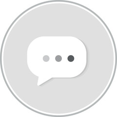 The message icon or logo. Speech Balloon with three gray dots. White and gray colors are used. Vector illustration.