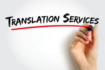 Translation Services text, business concept background