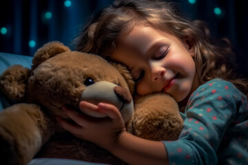 Child sleeping in bed at night