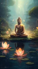 Peaceful Buddha in Lotus Pose