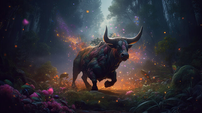The Art of Trading: A Humanized Bull Illustration Symbolizing the Excitement of Successful Trades