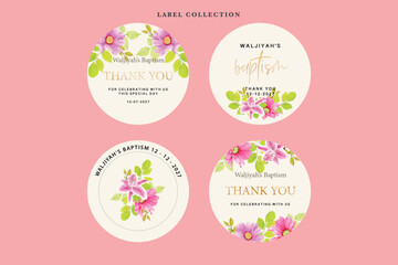 watercolor floral label in vintage style