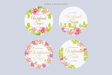 watercolor floral label in vintage style