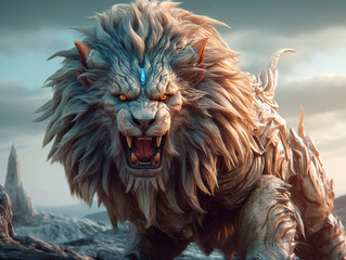 Lion monster illustration