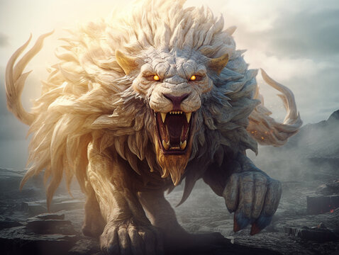 Lion monster illustration