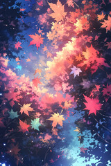 Fototapeta na wymiar Illustration, Autumn leaves background