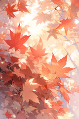 Naklejka na ściany i meble Illustration, Autumn leaves background