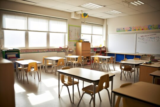 Empty classroom. Teacher's day. Education concept.Image ai generate