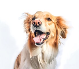 Portrait of a happy dog. Isolated on white background ai generated