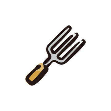 garden fork tool with brown handle clip art preview