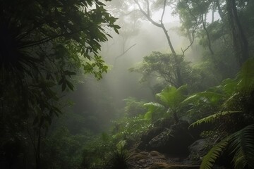 Fresh green rainforest, summer time, National park, wonderful wild nature of Central America.