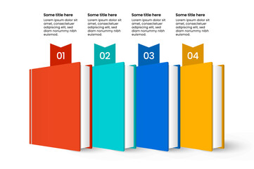 Infographic template. 4 books with numbers. Vector