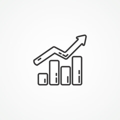 bar chart line icon. growing graph outline icon.