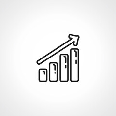 bar chart line icon. growing graph outline icon.