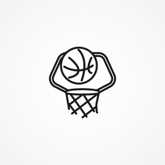basketball line icon. ball in a basketball basket web linear icon.