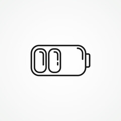 battery line icon, battery outline icon.