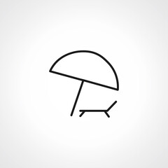 Beach umbrella, summer rest, simple line icon.