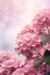 Hydrangea floral soft background with empty copy space Generative AI