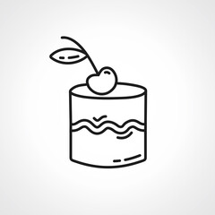 Cake with cherry line icon. Cake with cherry linear icon