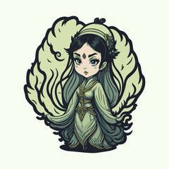 vector design illustration mascot character fantasy goddess