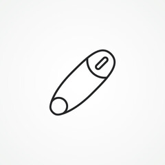 Safety pin line icon. Safety pin outline icon.