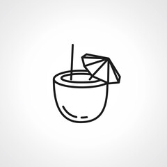 Cocktail line icon. coconut cocktail outline icon