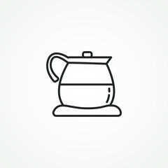 Electric kettle line icon, coffee pot linear icon.