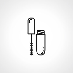 mascara for eyes line icon. Open tube of mascara outline icon.