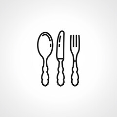 fork, spoon and knife line icon. fork, spoon and knife linear icon