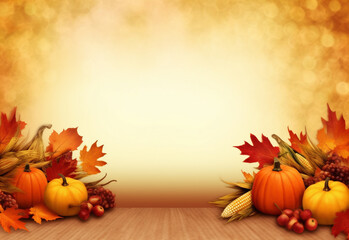 Naklejka na ściany i meble pumpkins and autumn leaves