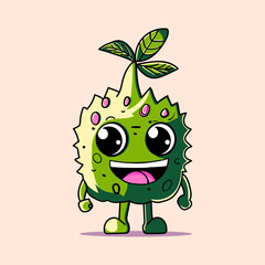 funny green monster leaf vector illustration 3
