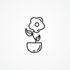 Indoor plant in a pot line icon. flower in a pot line icon.